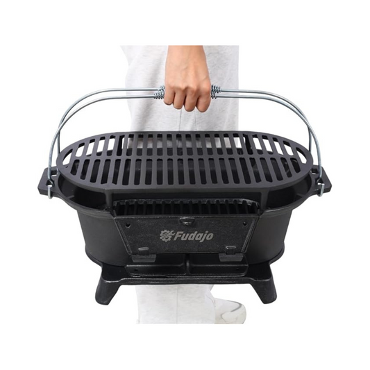 Cast Iron Hibachi Grill – Portable Charcoal BBQ for Outdoor Cooking